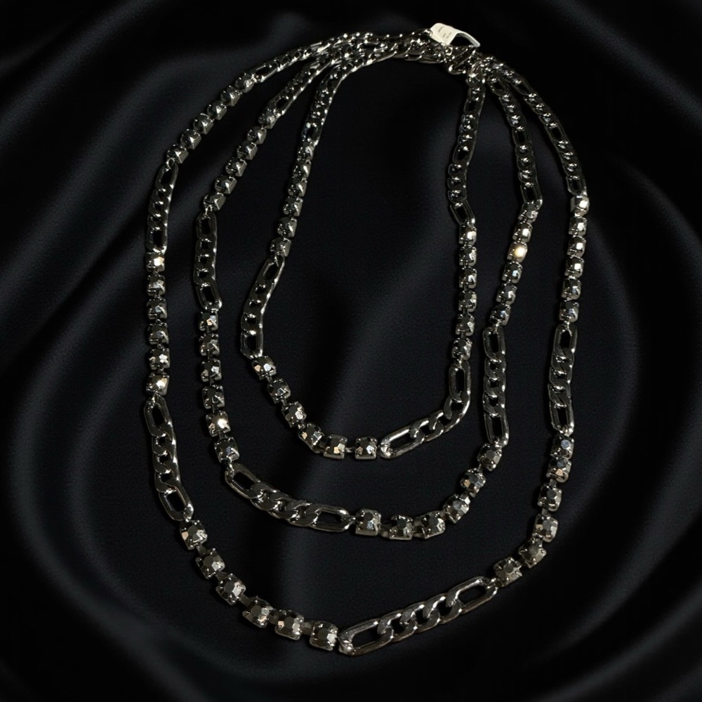 Cache Black Rhinestone and Chain Necklace - Picture 2 of 7